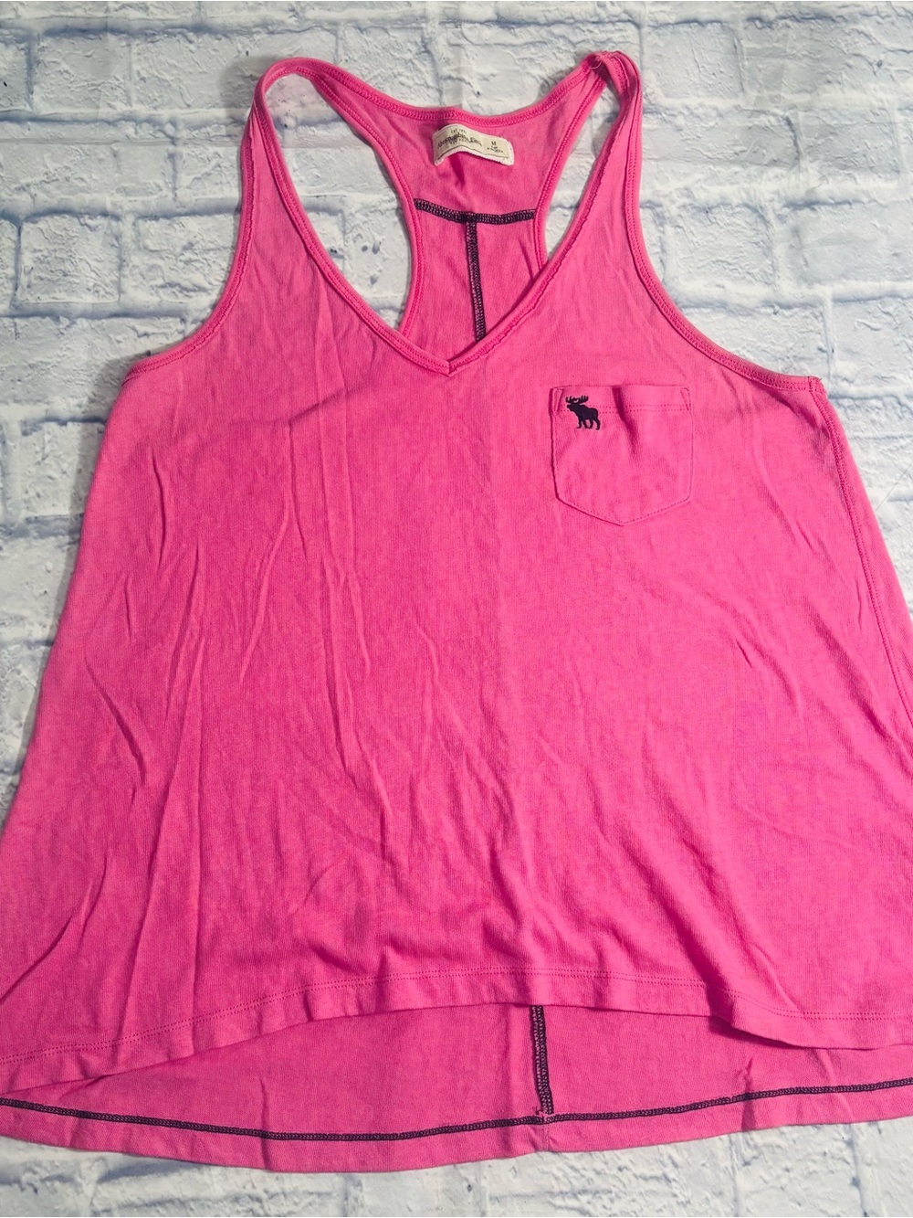 Y2K Abercrombie & Fitch With Moose Logo Pink Tank Full Length Tank Top Medium